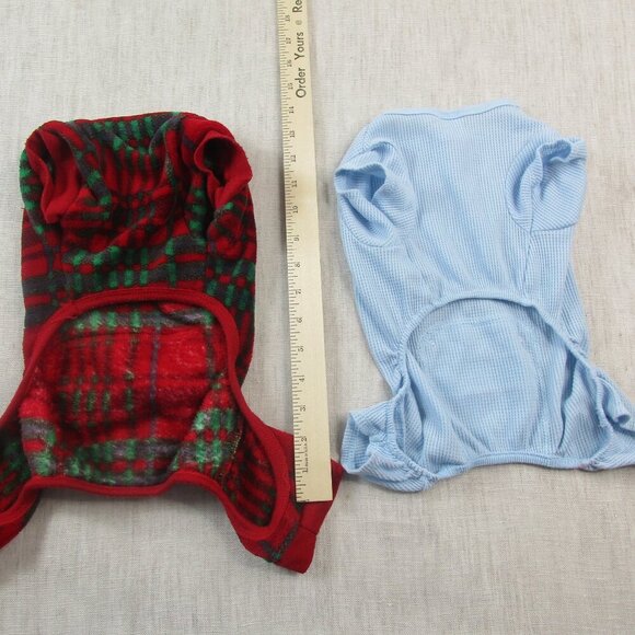 Simply Wag Cozy Dog Pajamas Set M Blue Red Plaid Fleece Cuddle Club Sleepwear - Picture 9 of 16